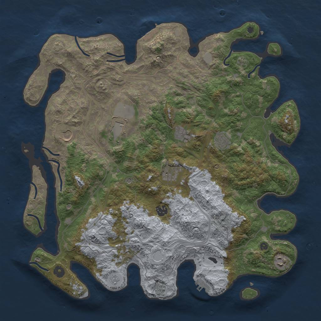 Rust Map: Procedural Map, Size: 4250, Seed: 65537611, 16 Monuments