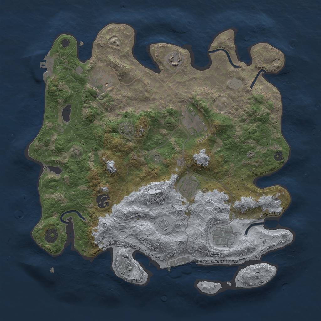 Rust Map: Procedural Map, Size: 3400, Seed: 80457894, 15 Monuments
