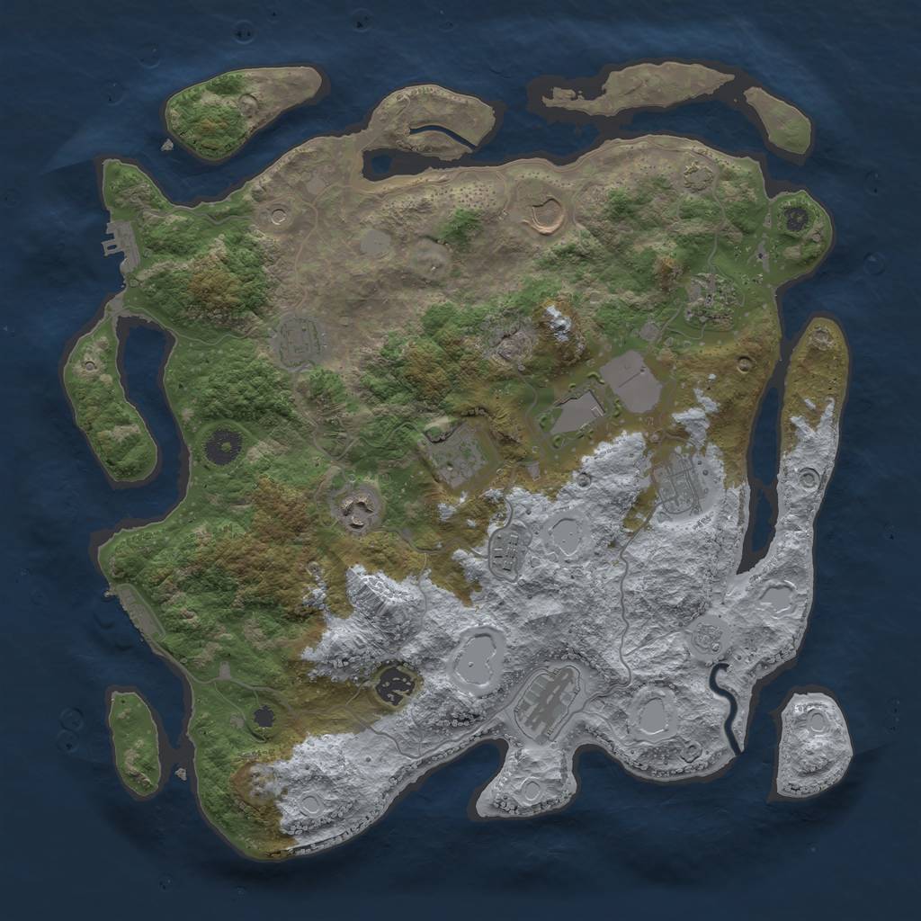 Rust Map: Procedural Map, Size: 3850, Seed: 32414047, 18 Monuments