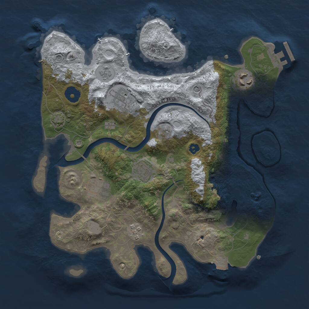 Rust Map: Procedural Map, Size: 3000, Seed: 31051, 10 Monuments