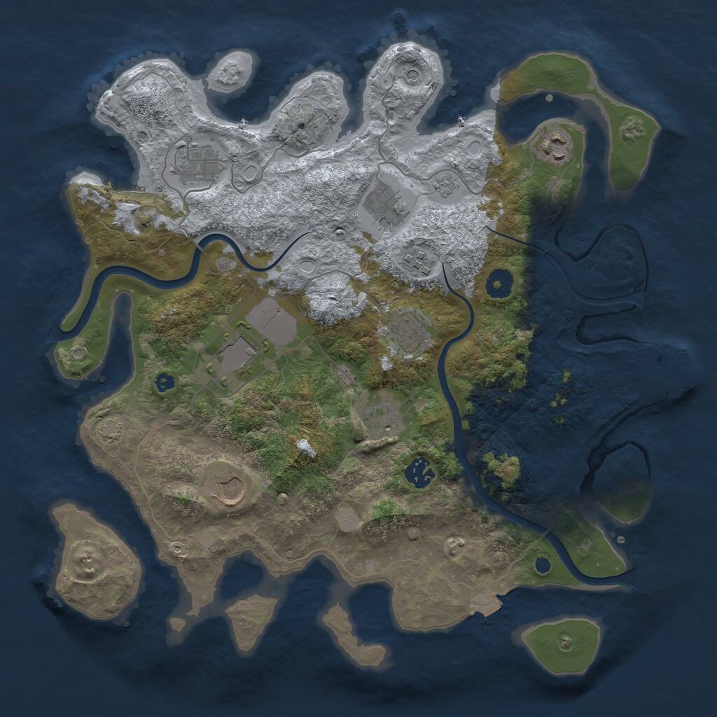 Rust Map: Procedural Map, Size: 3750, Seed: 1499408008, 14 Monuments