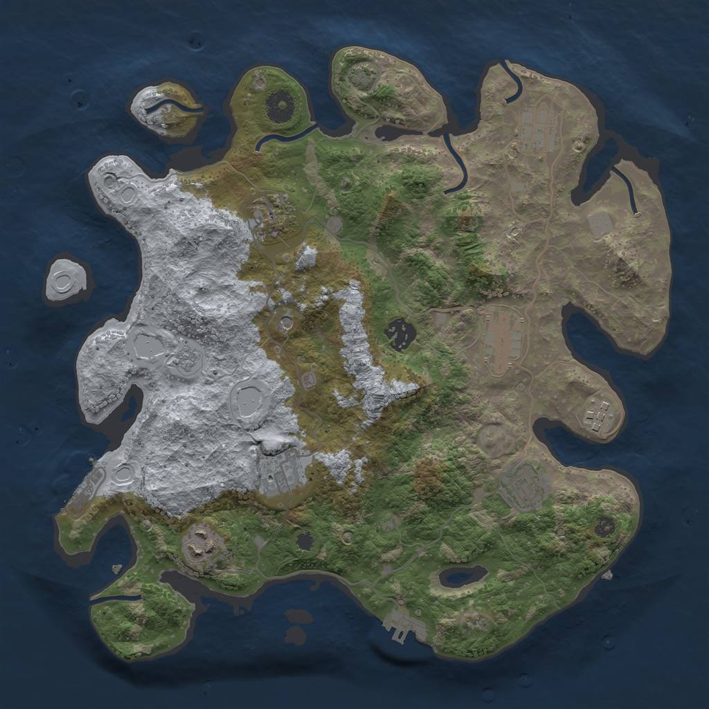 Rust Map: Procedural Map, Size: 3450, Seed: 42721665, 16 Monuments