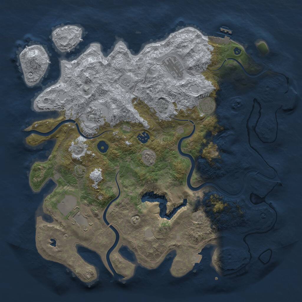 Rust Map: Procedural Map, Size: 4000, Seed: 5624254, 11 Monuments