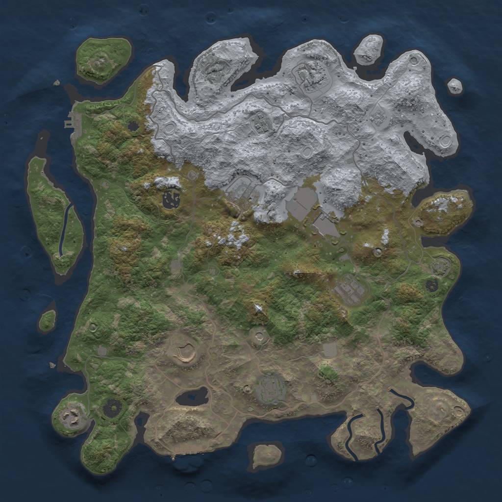 Rust Map: Procedural Map, Size: 4000, Seed: 5439842, 17 Monuments