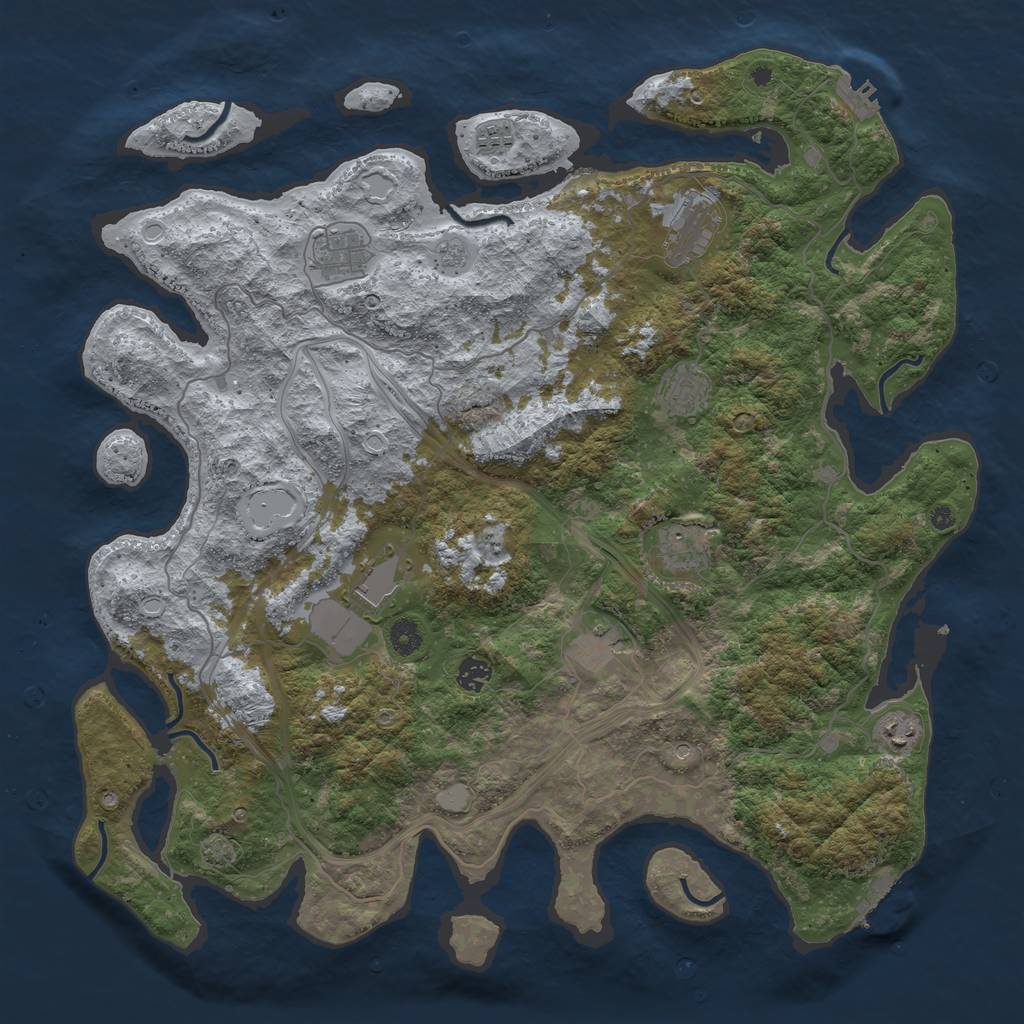 Rust Map: Procedural Map, Size: 4500, Seed: 198230238, 17 Monuments