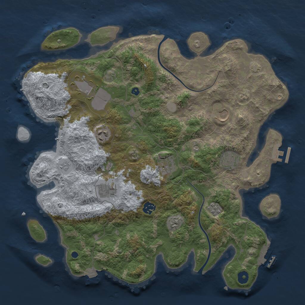 Rust Map: Procedural Map, Size: 3800, Seed: 12671, 14 Monuments