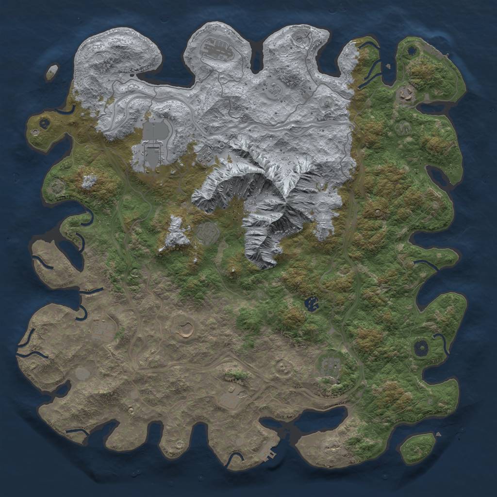 Rust Map: Procedural Map, Size: 5000, Seed: 50410725, 18 Monuments