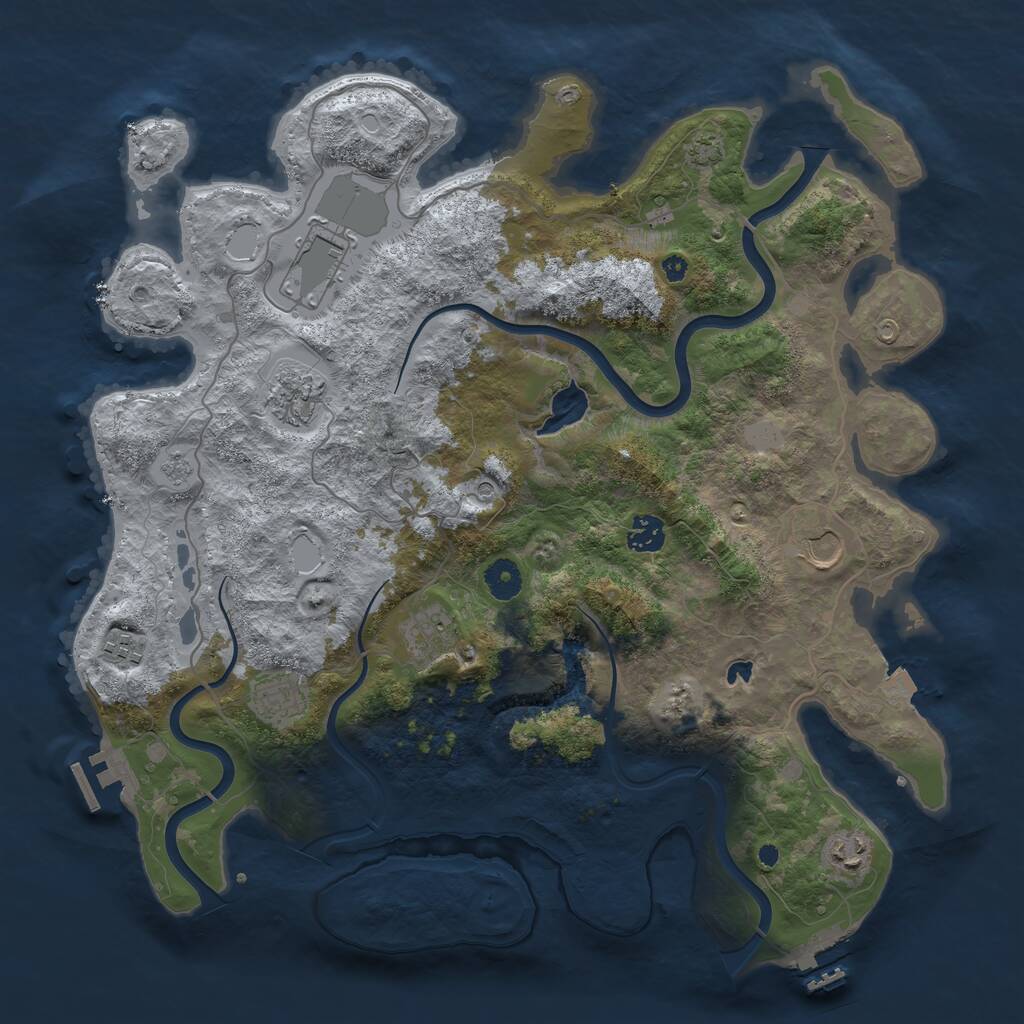 Rust Map: Procedural Map, Size: 4000, Seed: 622, 14 Monuments