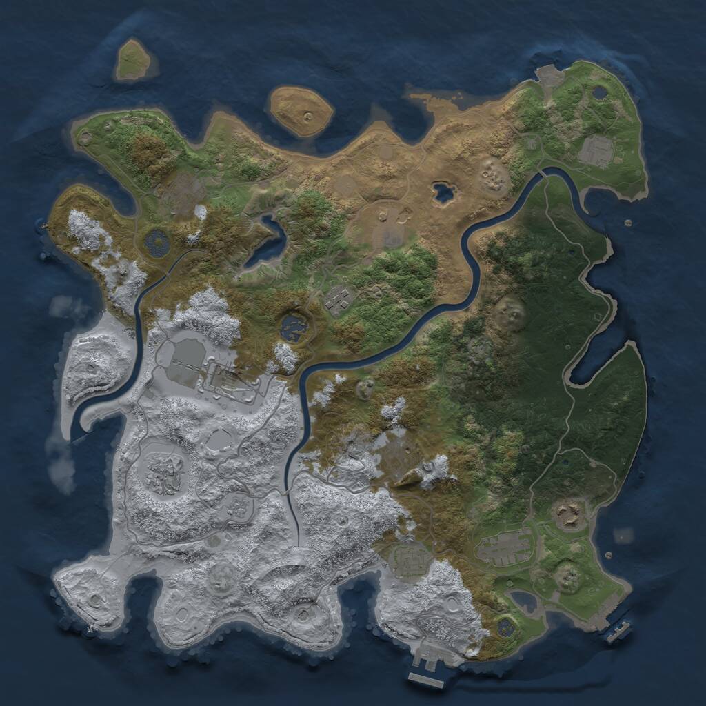 Rust Map: Procedural Map, Size: 4000, Seed: 143451, 18 Monuments