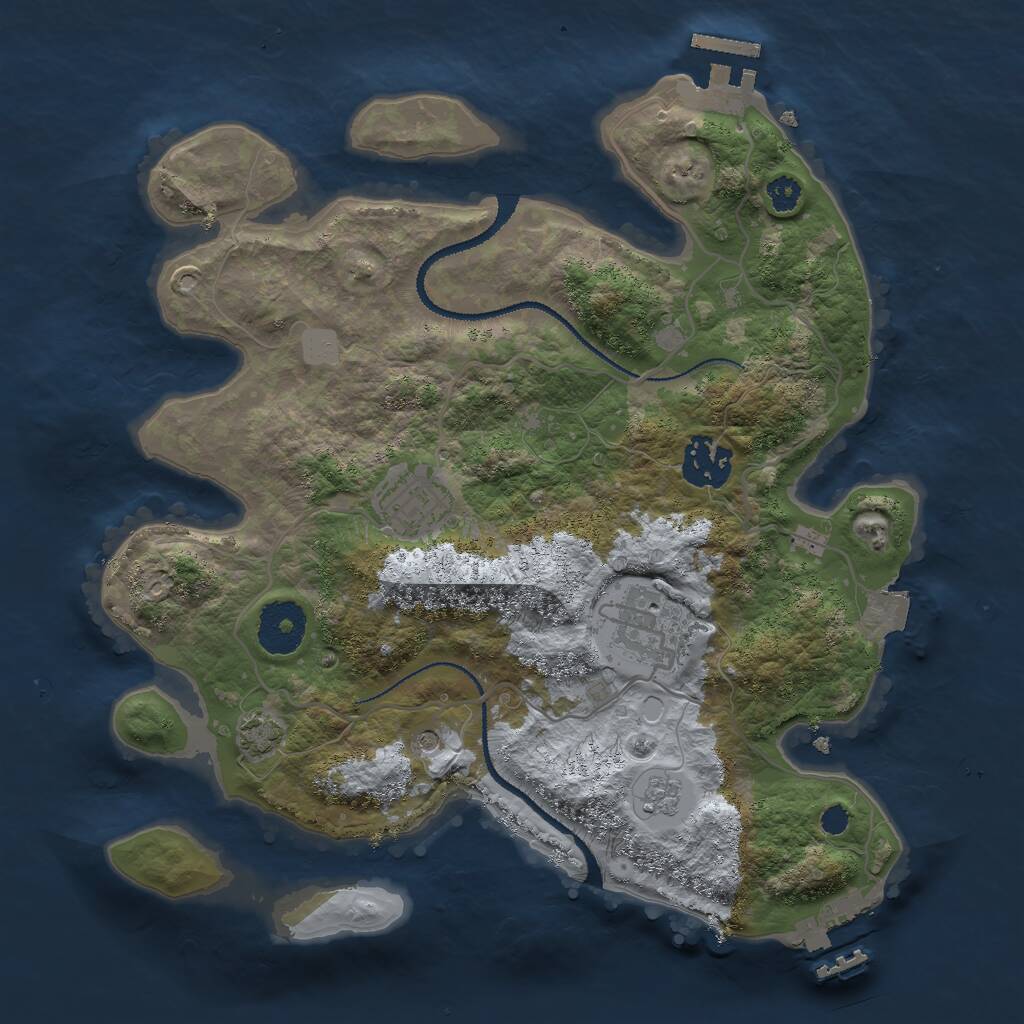 Rust Map: Procedural Map, Size: 3000, Seed: 569731, 9 Monuments