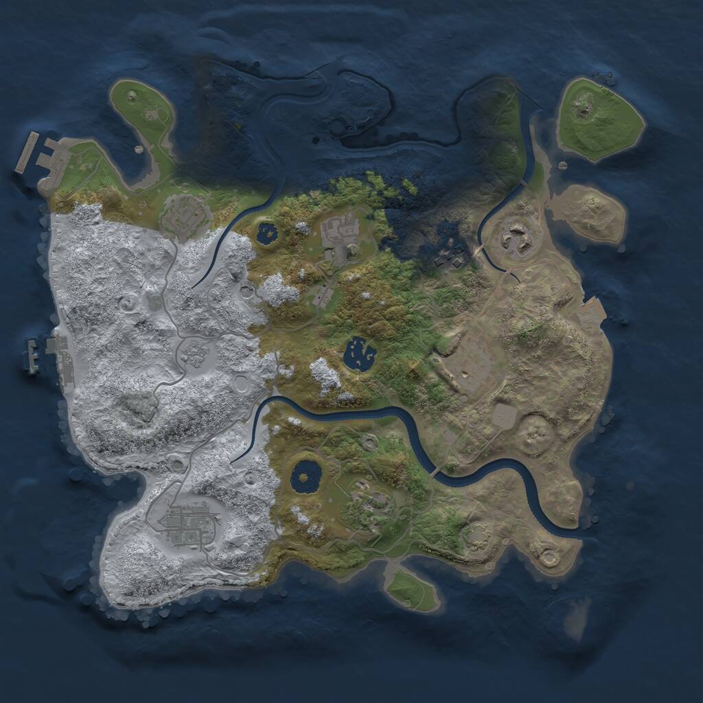 Rust Map: Procedural Map, Size: 3250, Seed: 605890598, 14 Monuments