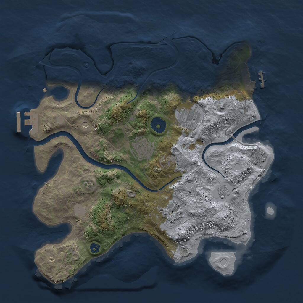 Rust Map: Procedural Map, Size: 3000, Seed: 18429, 9 Monuments