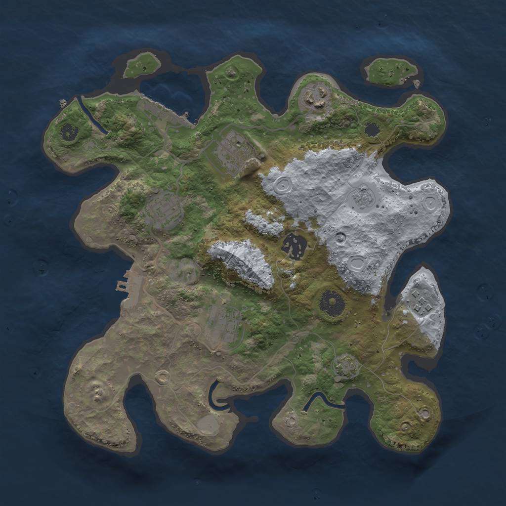 Rust Map: Procedural Map, Size: 3000, Seed: 25081, 13 Monuments