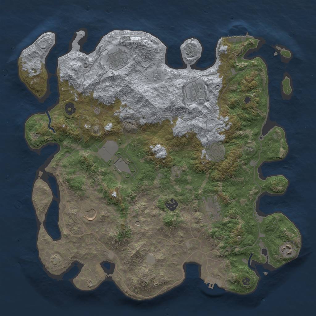 Rust Map: Procedural Map, Size: 4000, Seed: 1026718726, 17 Monuments