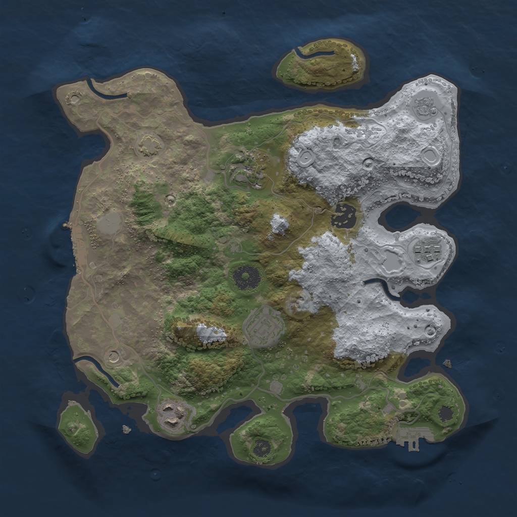 Rust Map: Procedural Map, Size: 3000, Seed: 733377, 13 Monuments