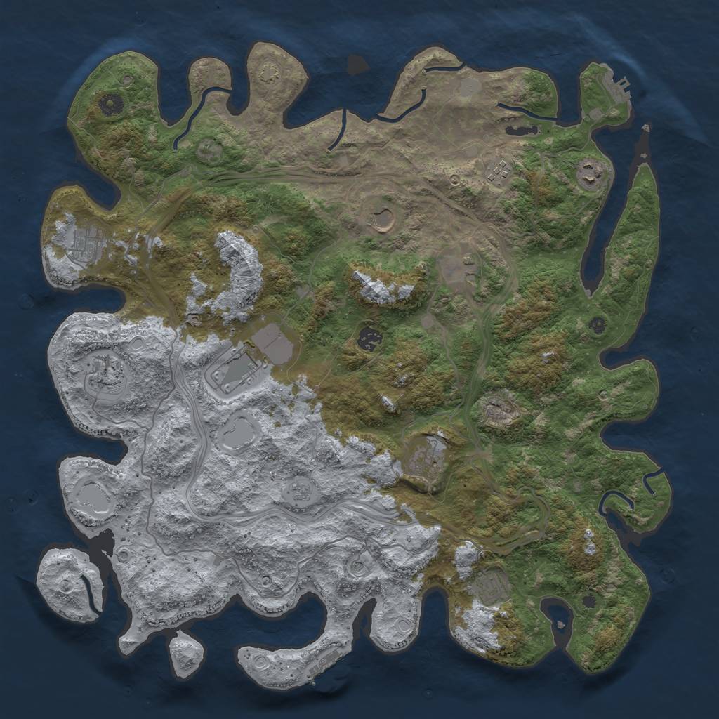 Rust Map: Procedural Map, Size: 4500, Seed: 1710943959, 18 Monuments
