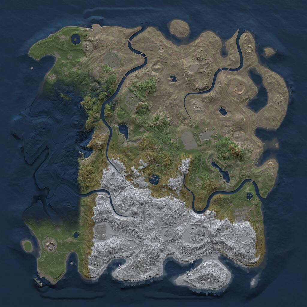 Rust Map: Procedural Map, Size: 4500, Seed: 52335, 16 Monuments