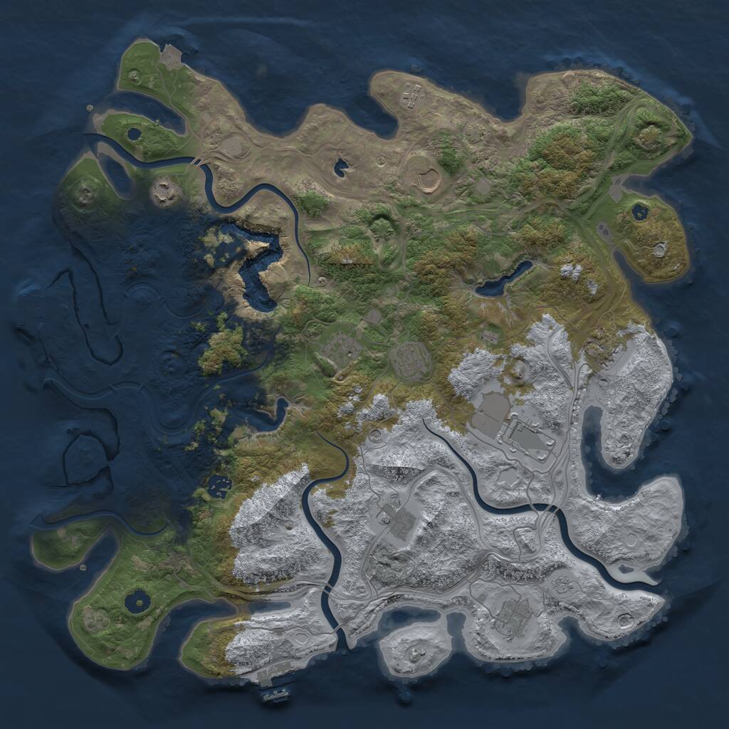 Rust Map: Procedural Map, Size: 4500, Seed: 725638322, 16 Monuments