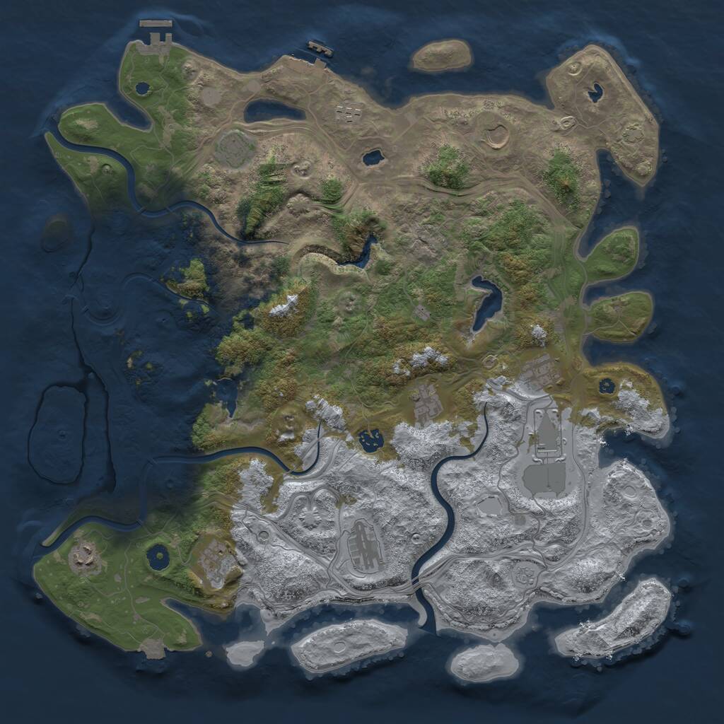Rust Map: Procedural Map, Size: 4500, Seed: 933470749, 16 Monuments