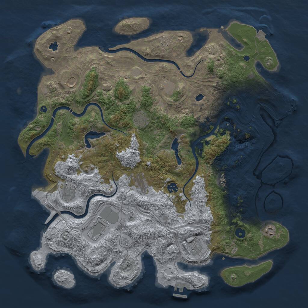 Rust Map: Procedural Map, Size: 4500, Seed: 24568, 16 Monuments