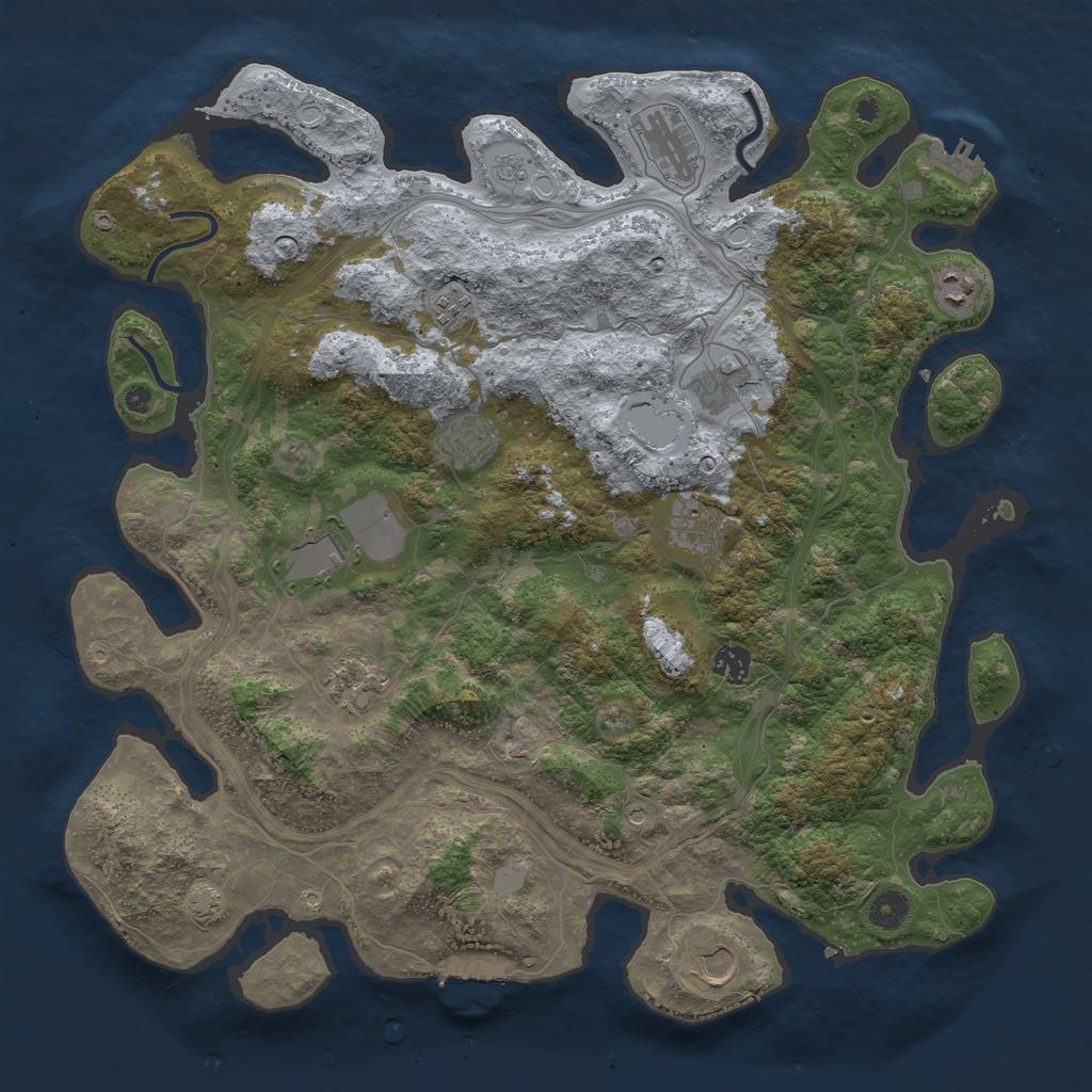 Rust Map: Procedural Map, Size: 4250, Seed: 1891817832, 18 Monuments