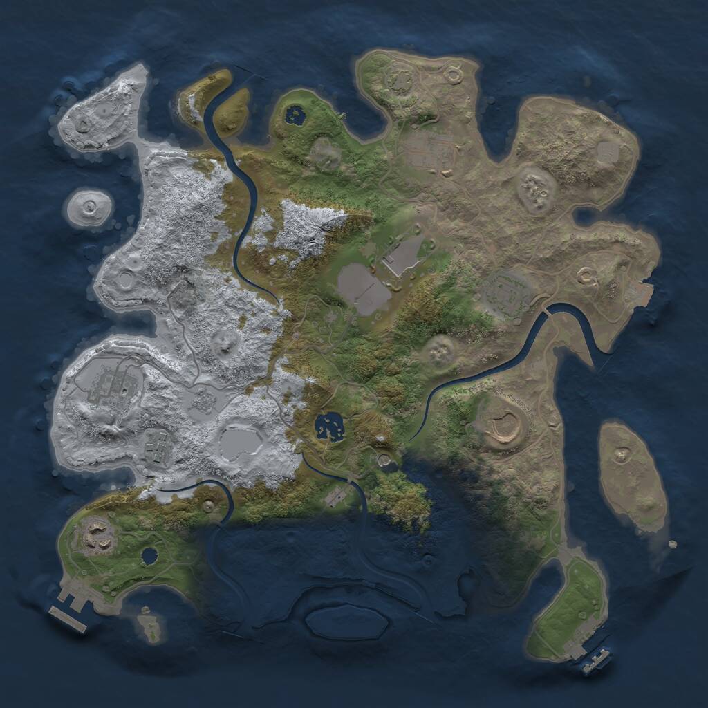 Rust Map: Procedural Map, Size: 3500, Seed: 17959843, 14 Monuments