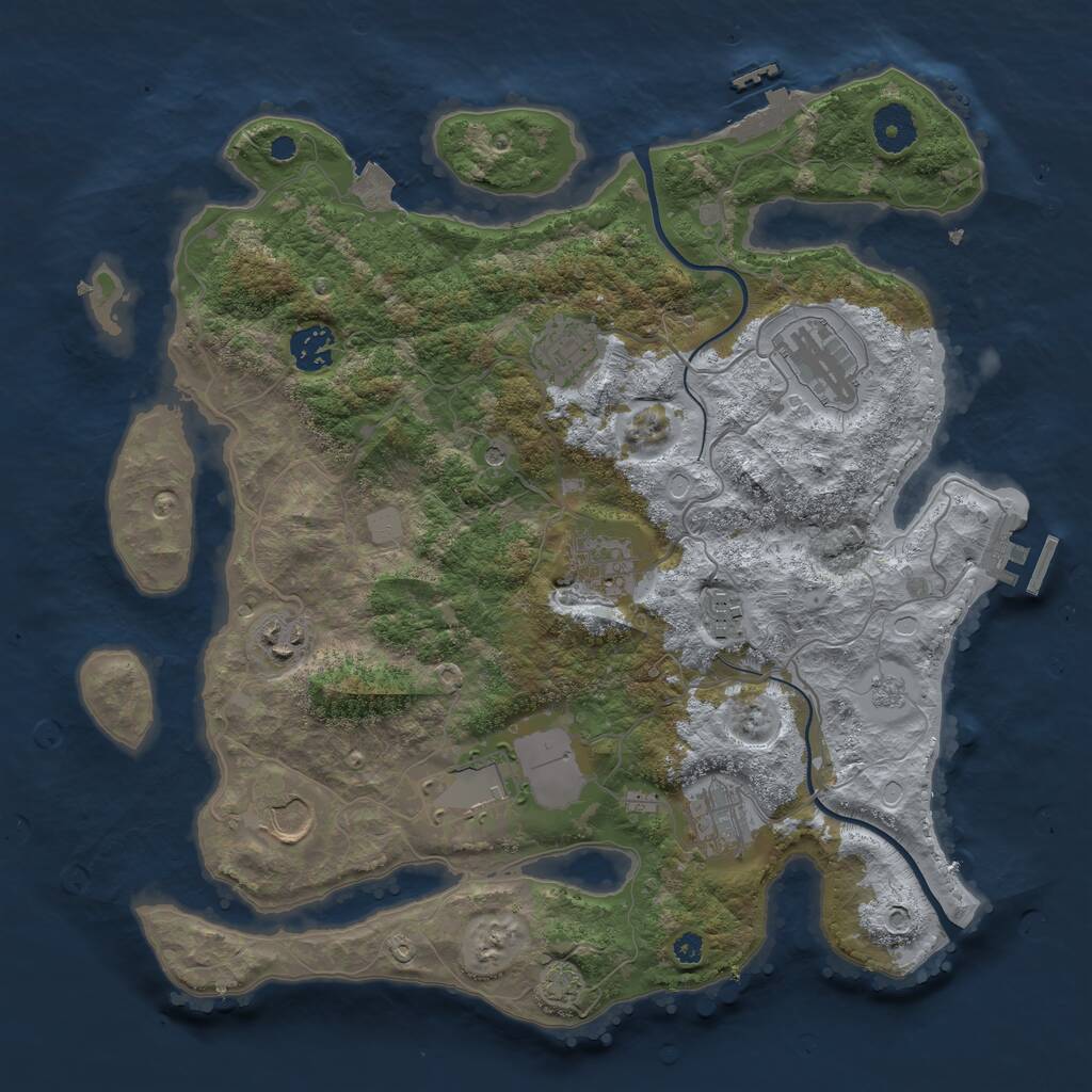 Rust Map: Procedural Map, Size: 3600, Seed: 21305, 15 Monuments