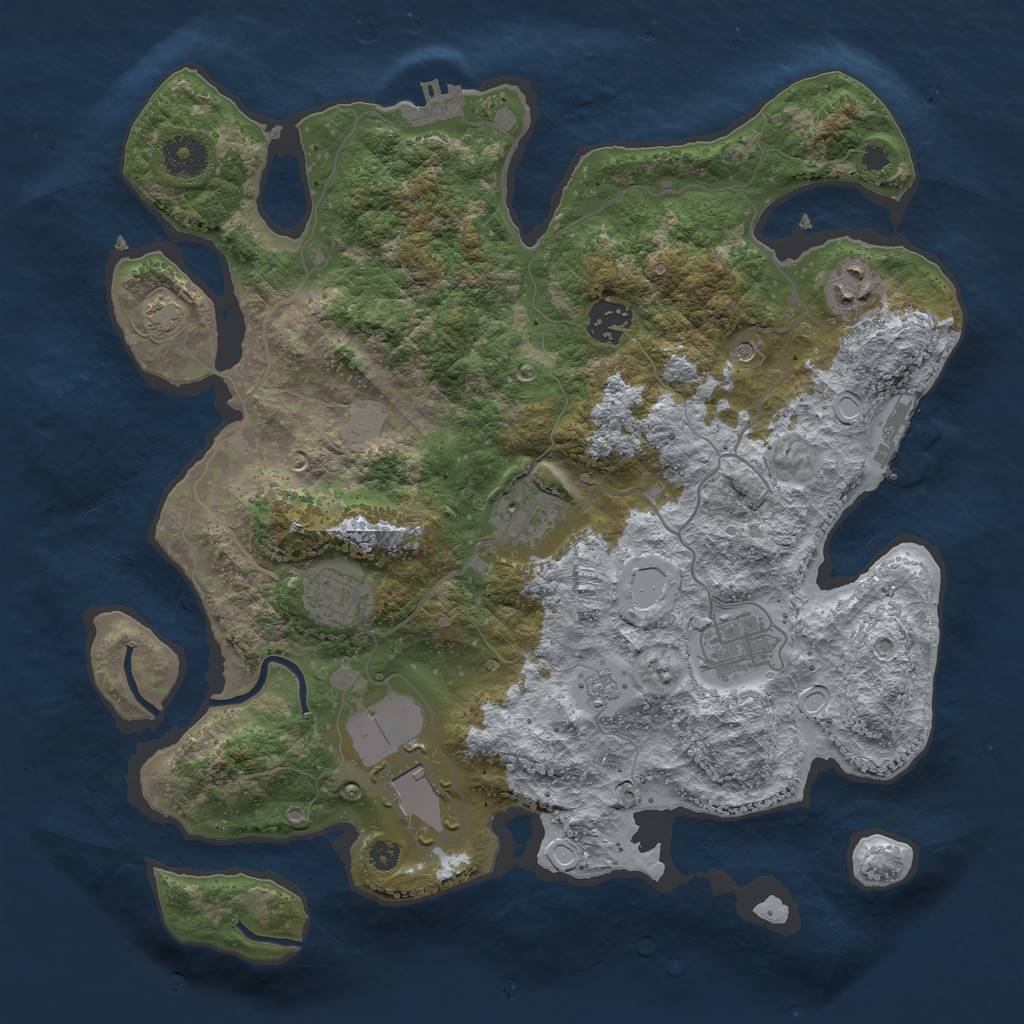 Rust Map: Procedural Map, Size: 3500, Seed: 67864929, 14 Monuments
