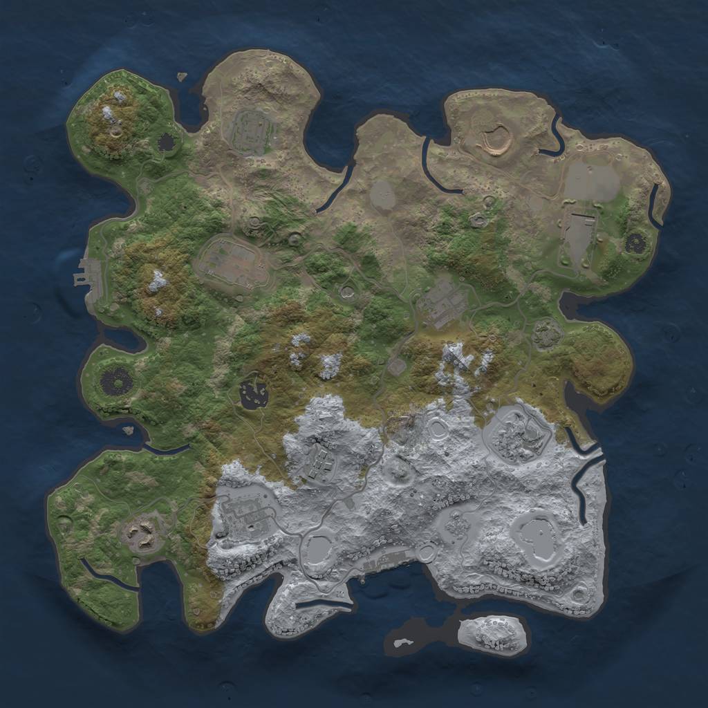 Rust Map: Procedural Map, Size: 3500, Seed: 91560048, 18 Monuments