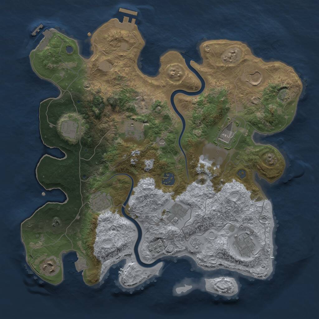 Rust Map: Procedural Map, Size: 3500, Seed: 91560048, 17 Monuments