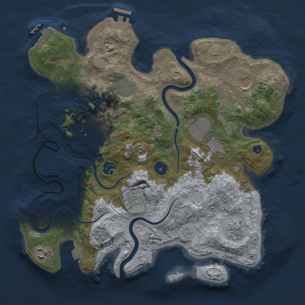 Rust Map: Procedural Map, Size: 3500, Seed: 91560048, 15 Monuments