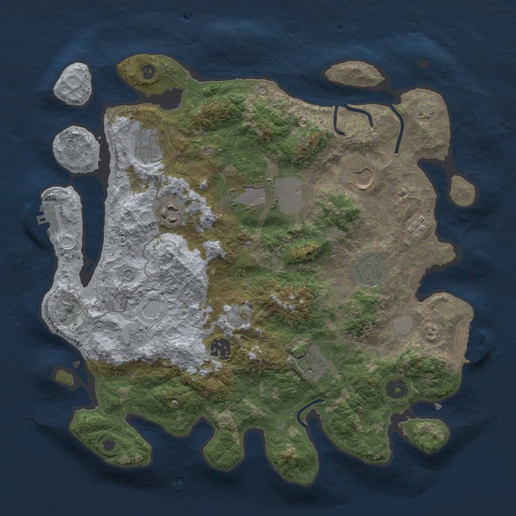 Rust Map: Procedural Map, Size: 3650, Seed: 77392147, 16 Monuments