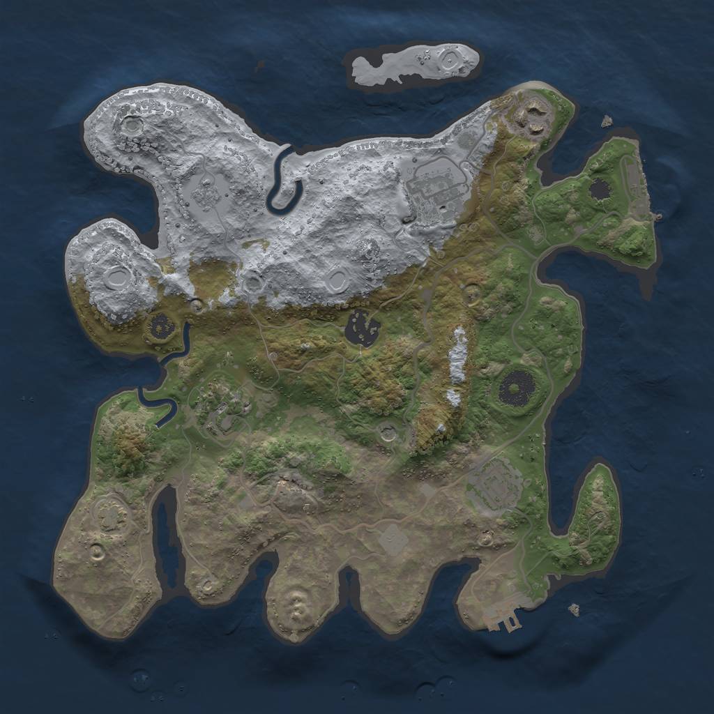 Rust Map: Procedural Map, Size: 3000, Seed: 25739, 13 Monuments