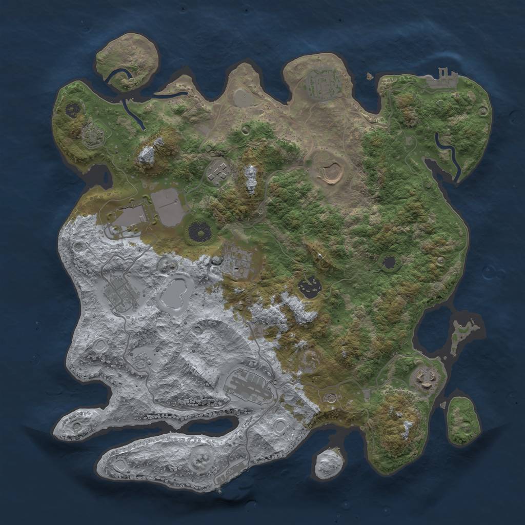 Rust Map: Procedural Map, Size: 3600, Seed: 77476676, 17 Monuments