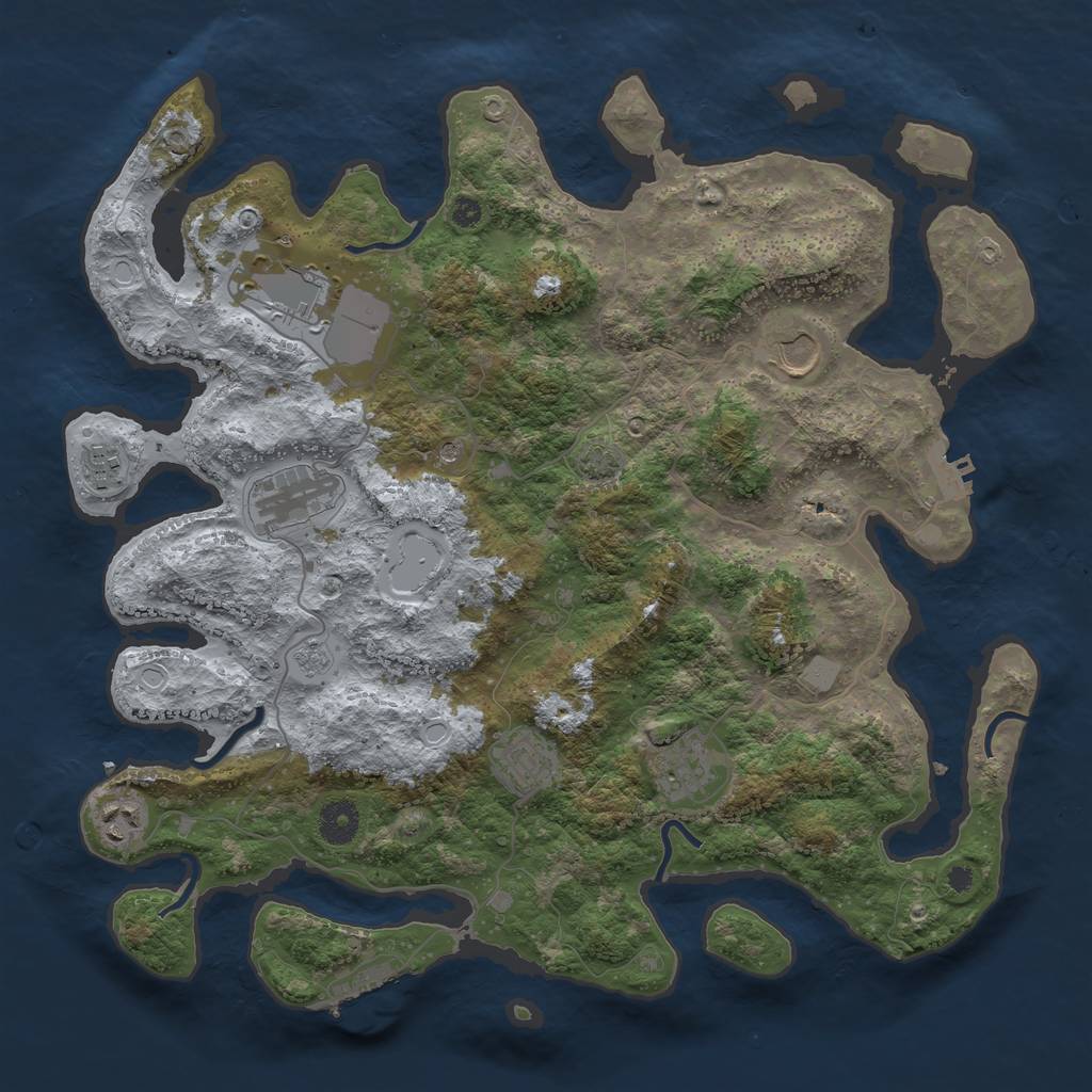 Rust Map: Procedural Map, Size: 3800, Seed: 8429414, 15 Monuments