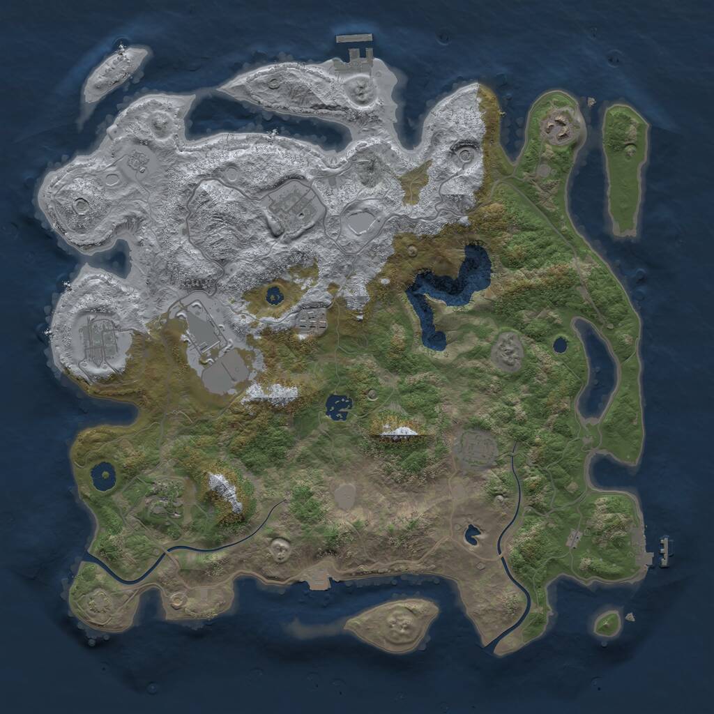 Rust Map: Procedural Map, Size: 4000, Seed: 2074573102, 14 Monuments