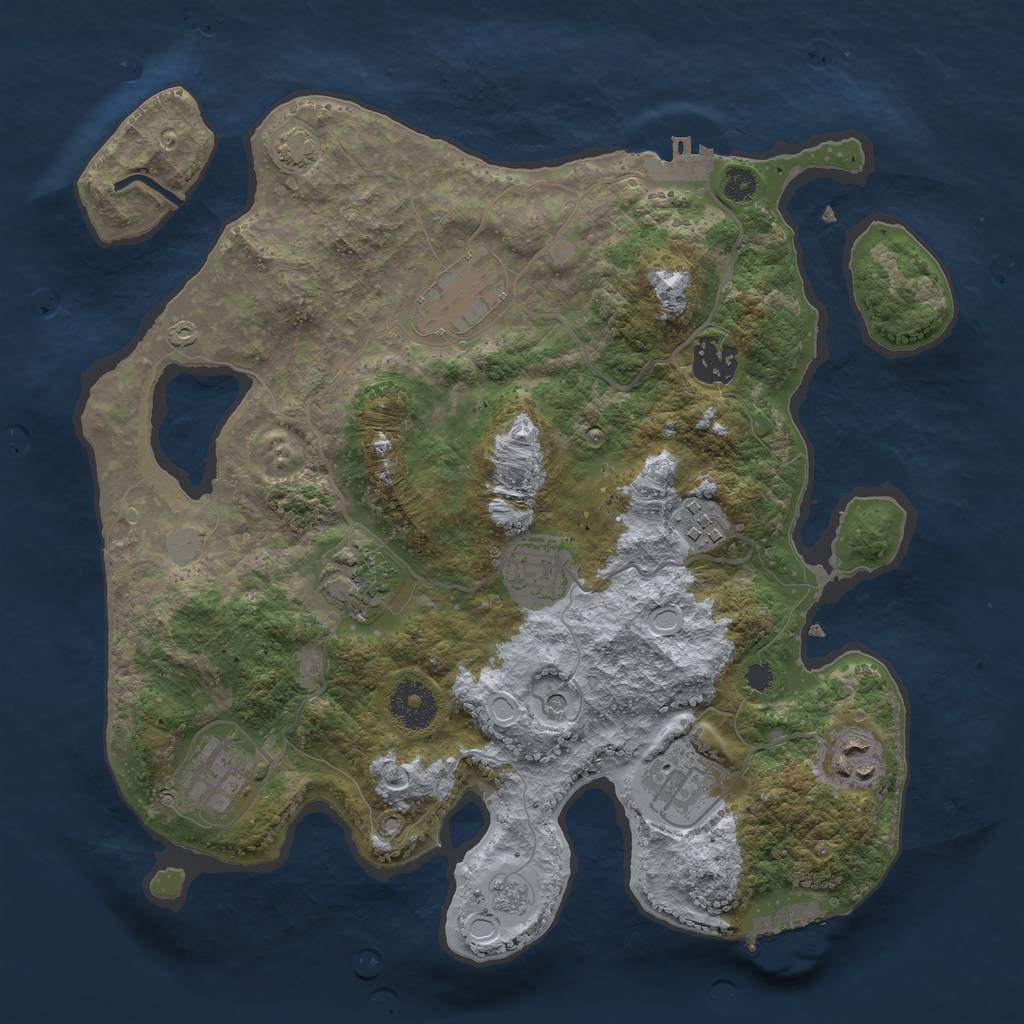 Rust Map: Procedural Map, Size: 3250, Seed: 203333900, 16 Monuments