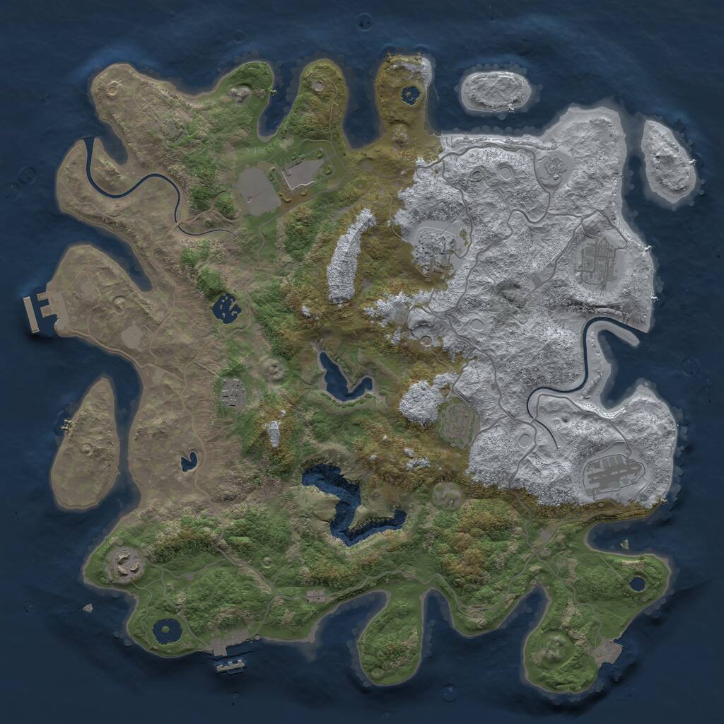 Rust Map: Procedural Map, Size: 4000, Seed: 1618717027, 14 Monuments