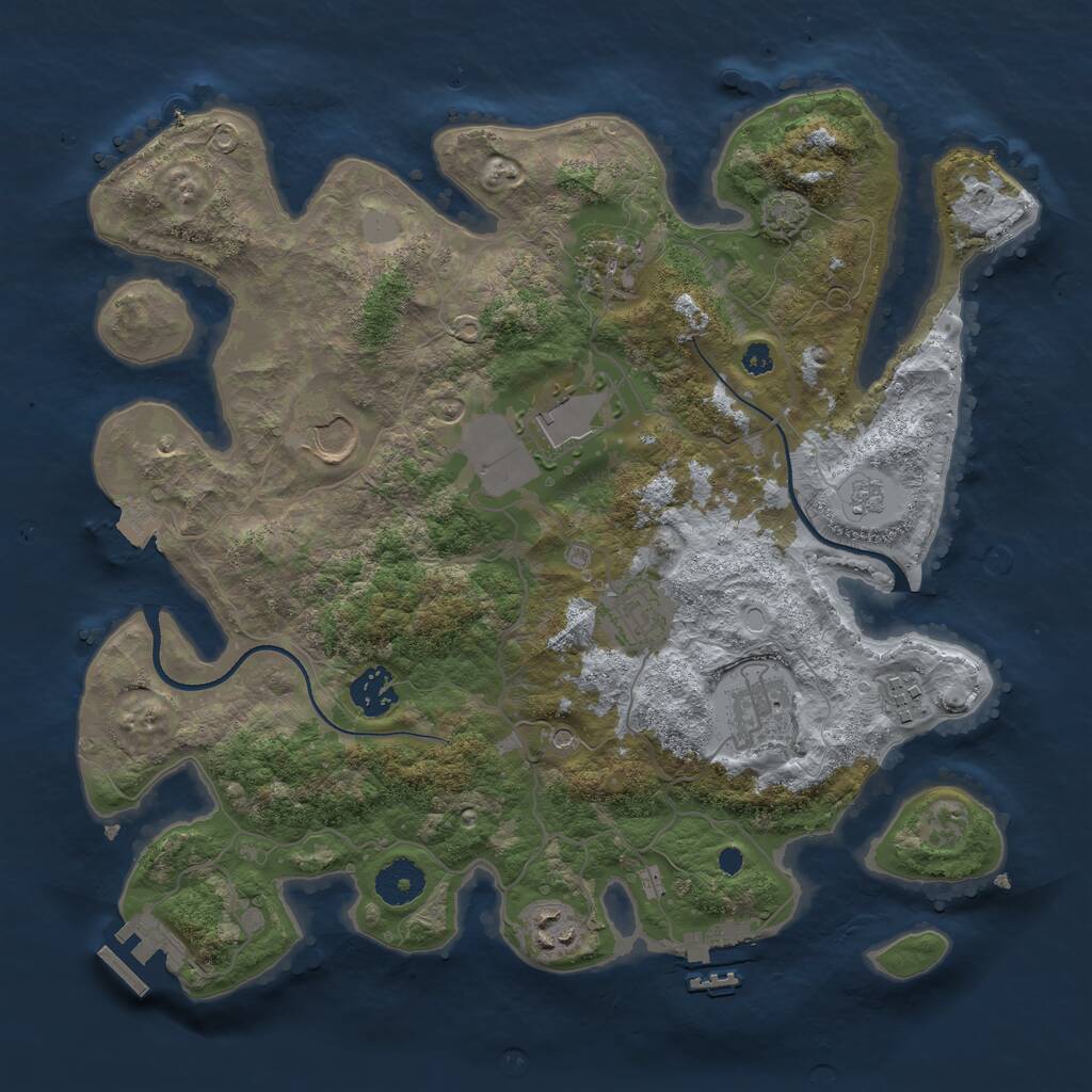 Rust Map: Procedural Map, Size: 3500, Seed: 568435097, 14 Monuments
