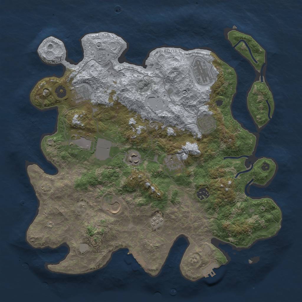Rust Map: Procedural Map, Size: 3800, Seed: 1215855631, 17 Monuments