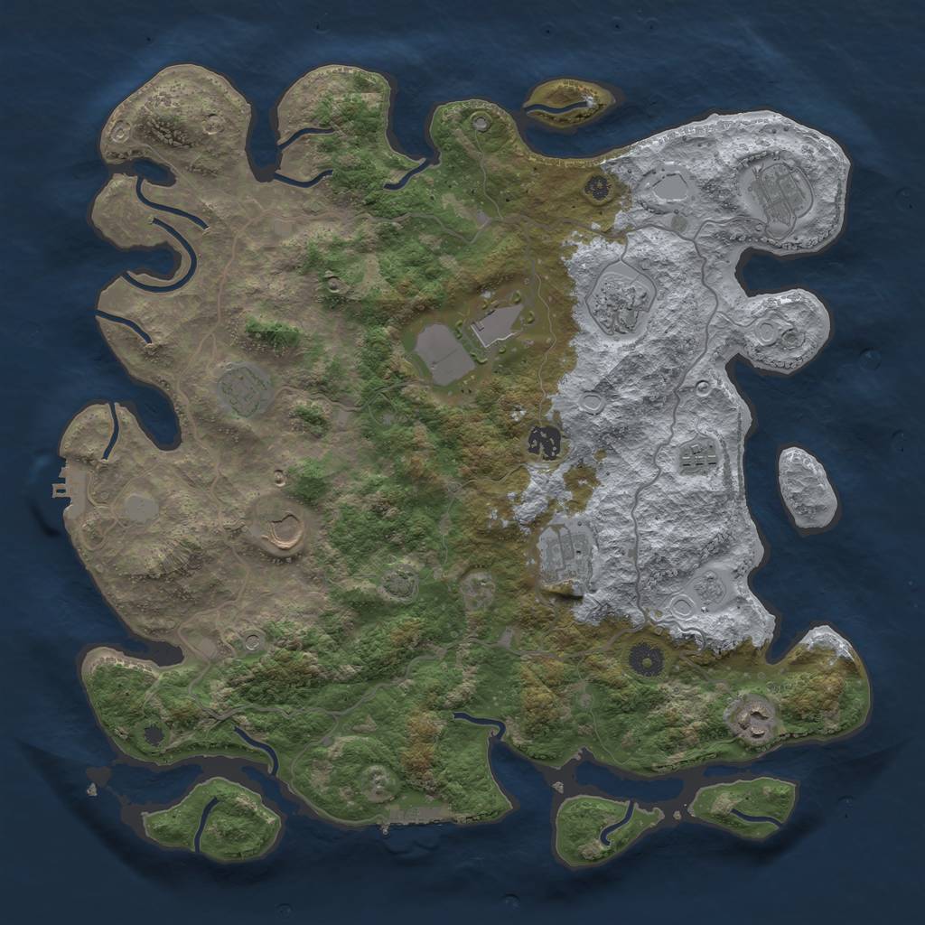 Rust Map: Procedural Map, Size: 4000, Seed: 933685477, 17 Monuments