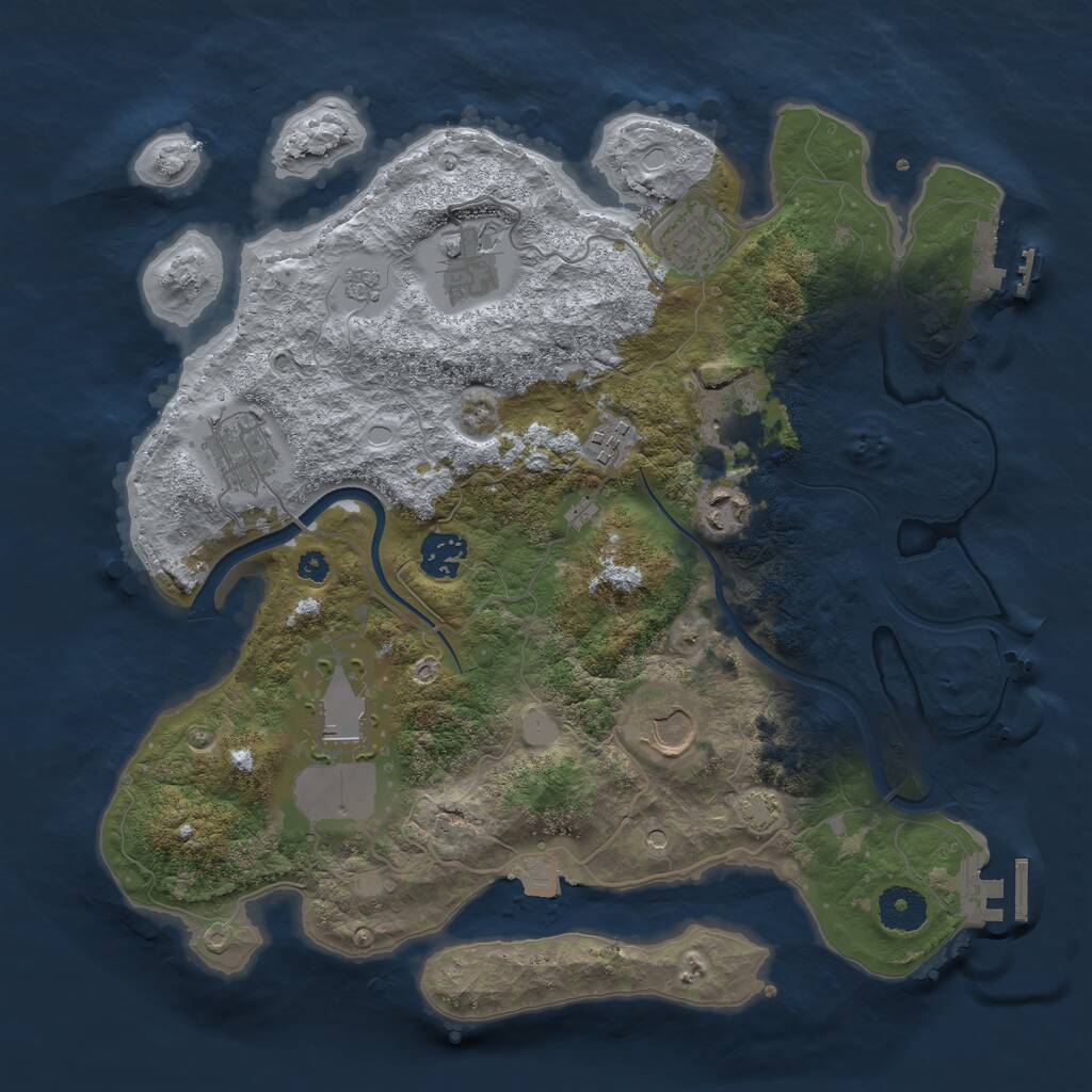 Rust Map: Procedural Map, Size: 3500, Seed: 828272823, 15 Monuments