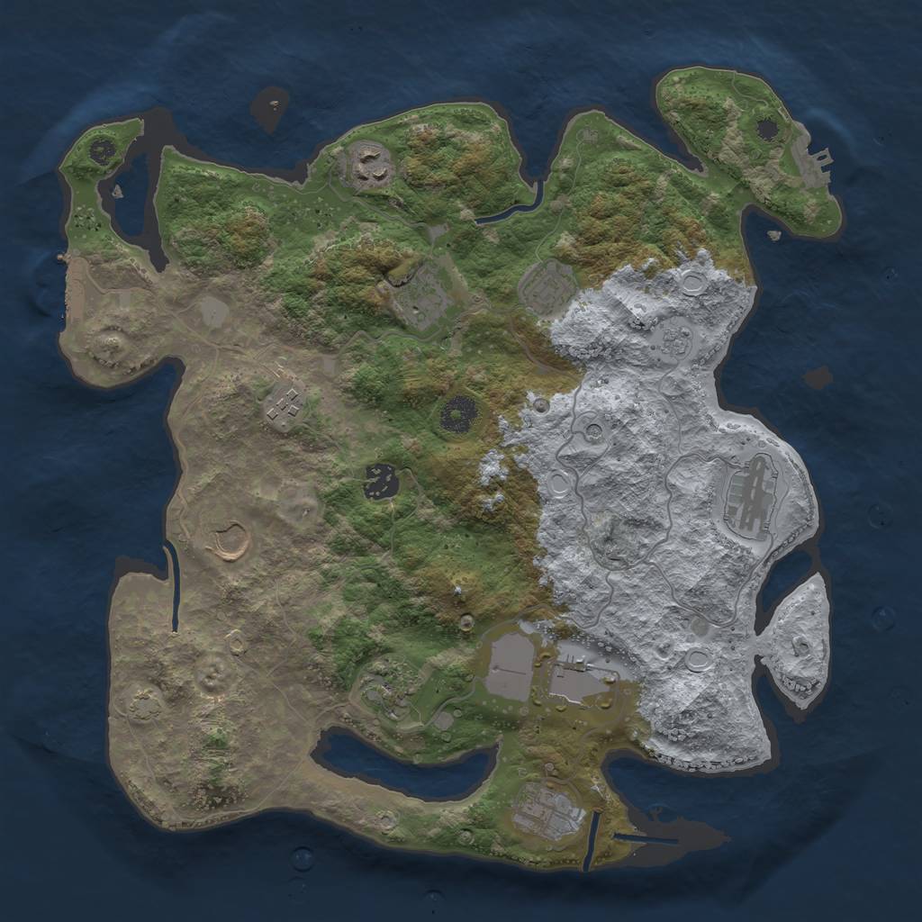 Rust Map: Procedural Map, Size: 3700, Seed: 791495991, 18 Monuments