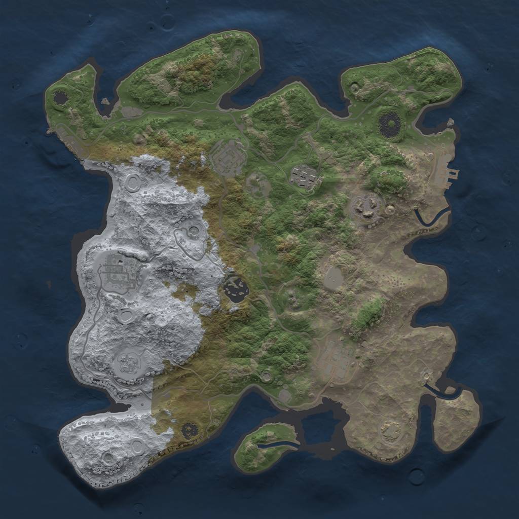 Rust Map: Procedural Map, Size: 3250, Seed: 17508, 14 Monuments