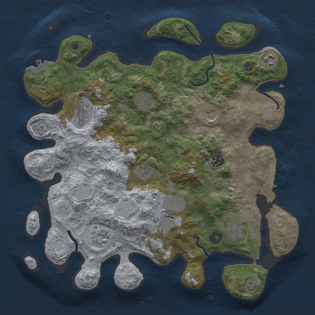 Rust Map: Procedural Map, Size: 3700, Seed: 66992574, 18 Monuments