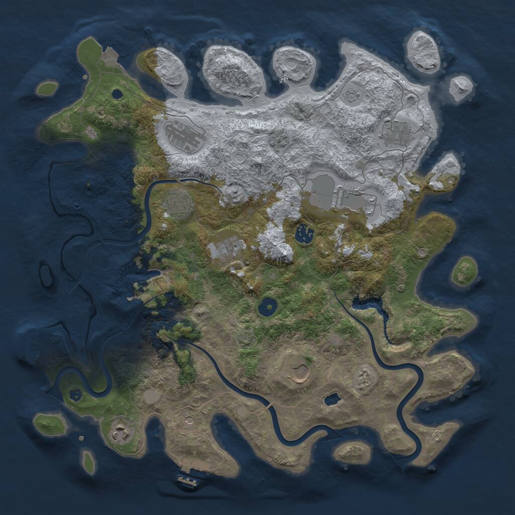 Rust Map: Procedural Map, Size: 4100, Seed: 80132255, 15 Monuments