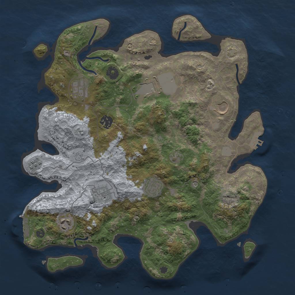 Rust Map: Procedural Map, Size: 3500, Seed: 492756525, 16 Monuments