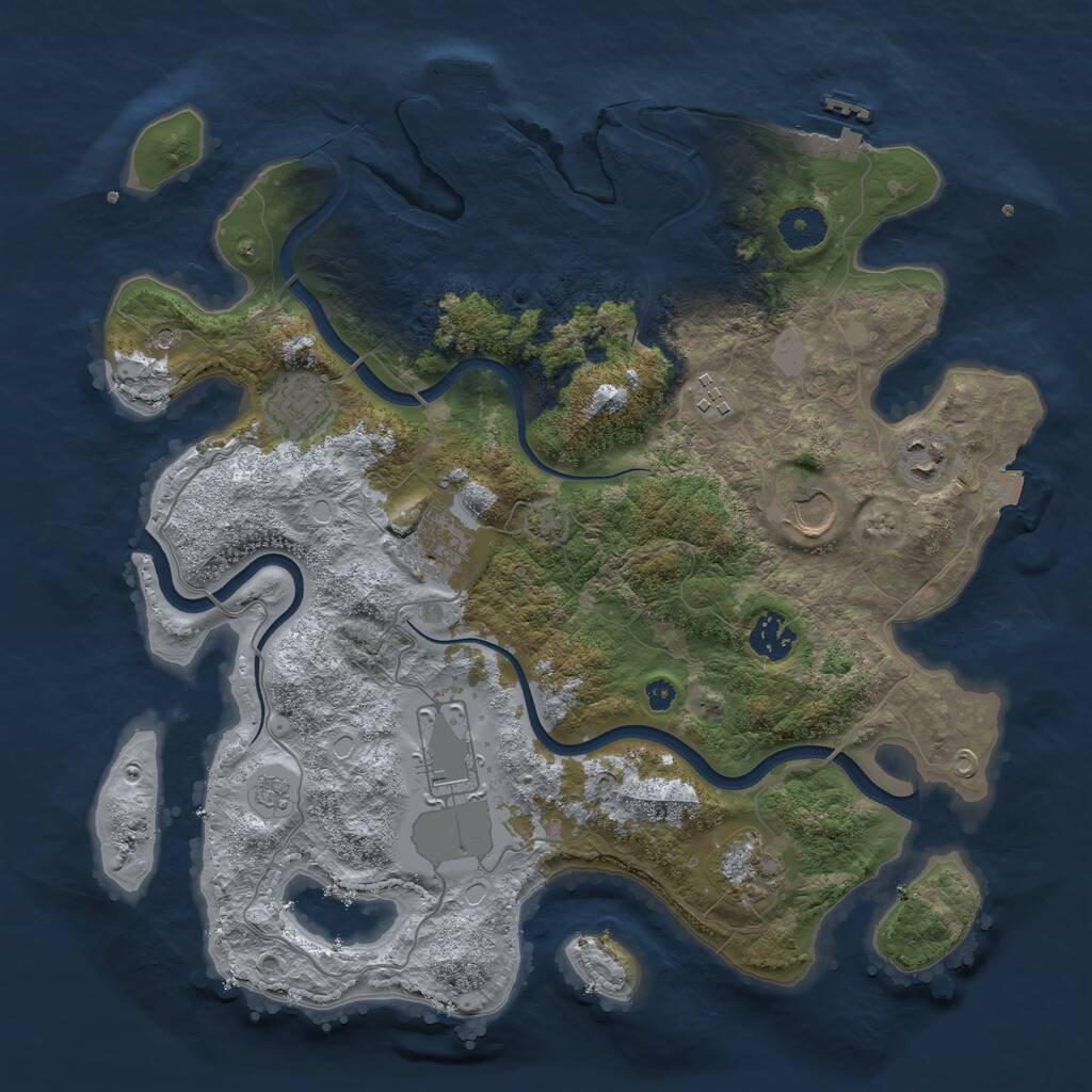 Rust Map: Procedural Map, Size: 3650, Seed: 69499063, 14 Monuments