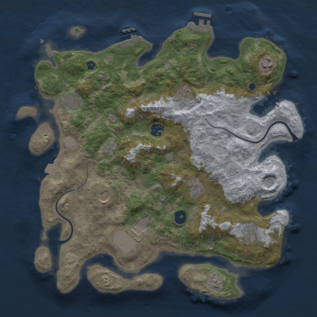 Rust Map: Procedural Map, Size: 3700, Seed: 1435256409, 15 Monuments