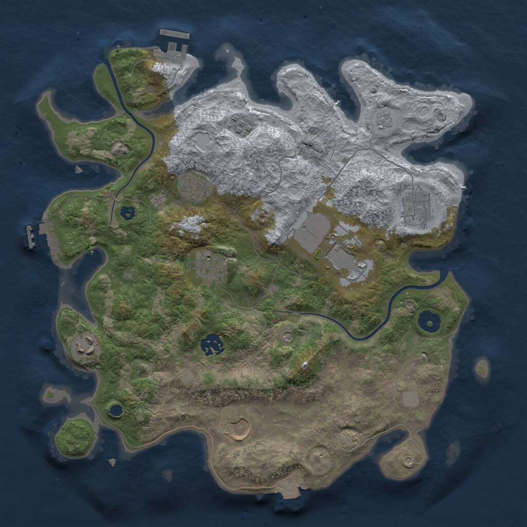 Rust Map: Procedural Map, Size: 3550, Seed: 95881337, 14 Monuments